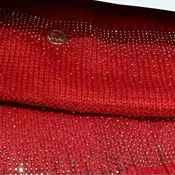 Calvin Klein Red with Rhinestones 2 Piece Set / Hat and Scarf - Picture 2 of 4